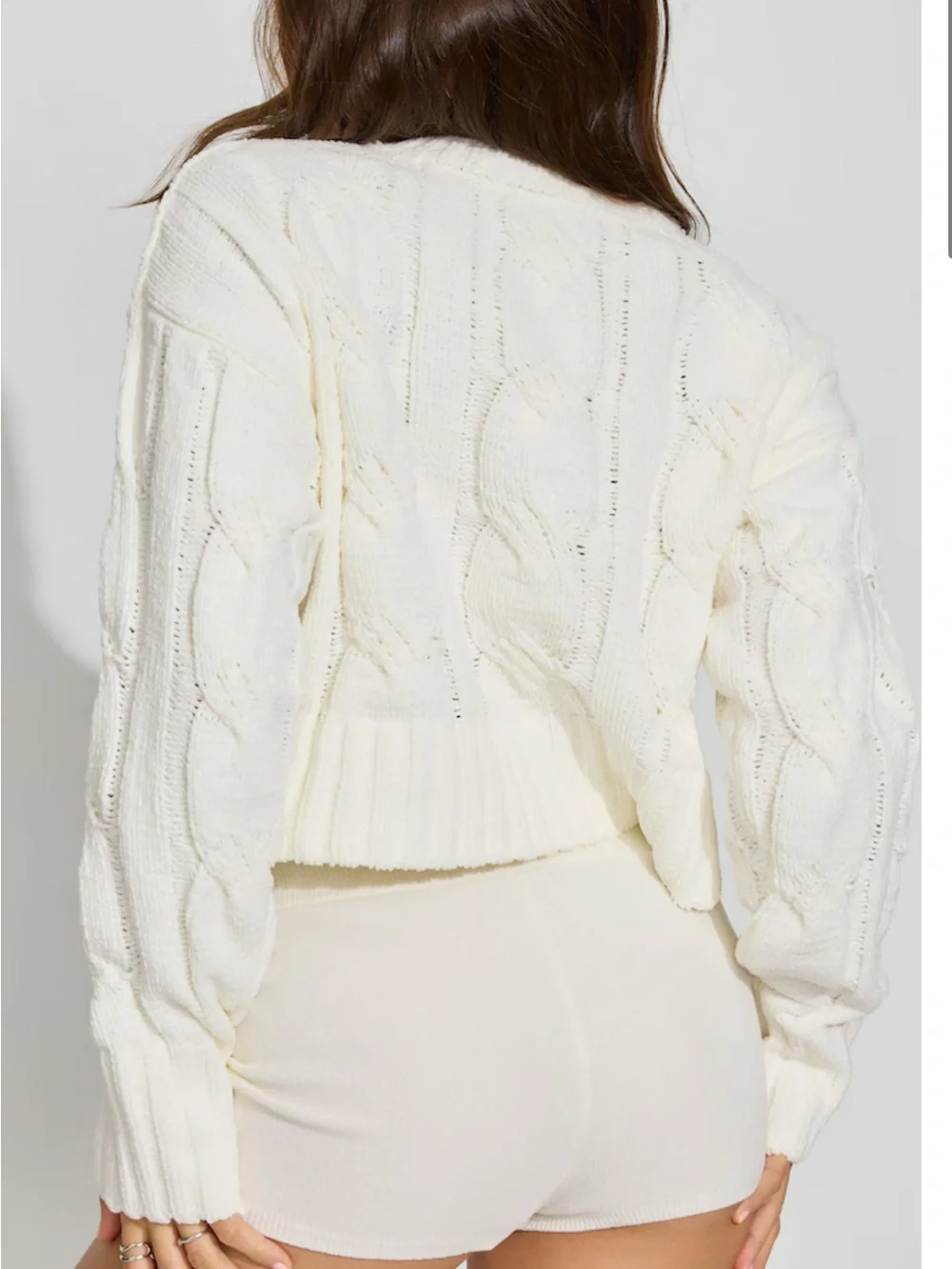 Garage Chenille Cropped Cable Sweater‎